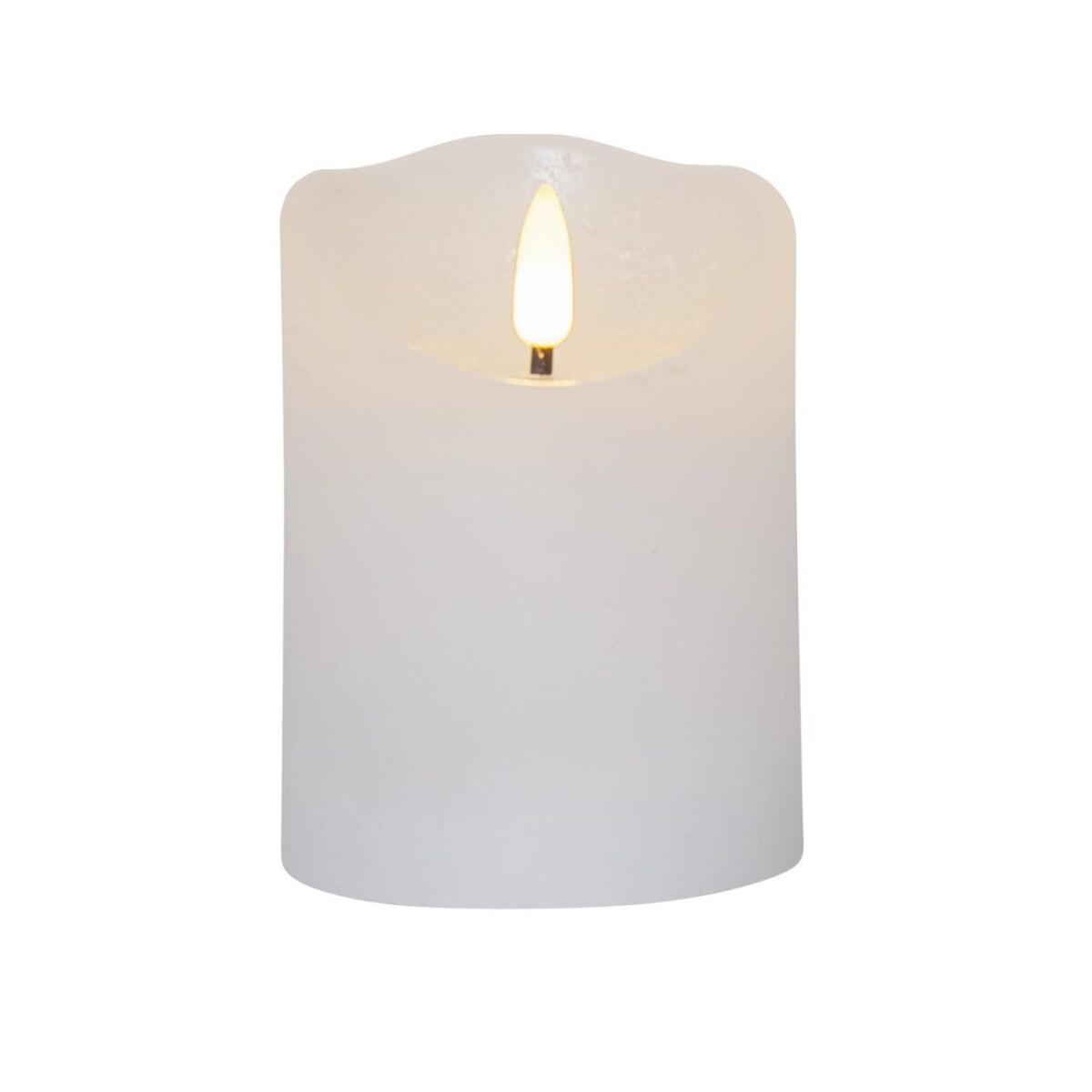 LED Kerze Rustik Optik Echtwachs flackernde Flamme H: 10cm Timer Batterie weiß