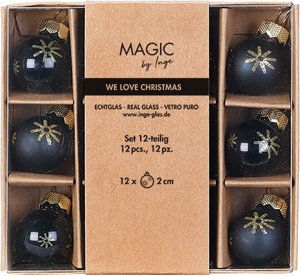12 Weihnachtskugeln 2cm Glas Christbaumkugeln Weihnachtsbaumkugel Ebony Black