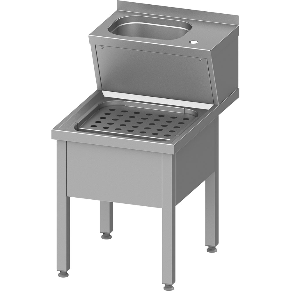 Stalgast Edelstahl Handwasch- und Ausgussbecken-Kombination, 500x700x850 mm, mit klappbaren Abstellrost, mit Aufkantung, verschweißt