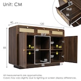 thumbnail of Sideboard Kommode Nussbaum 120x40x85 cm mit Rattanfronten 3 Schubladen 2 Schranktüren offenes Regal höhenverstellbare Böden