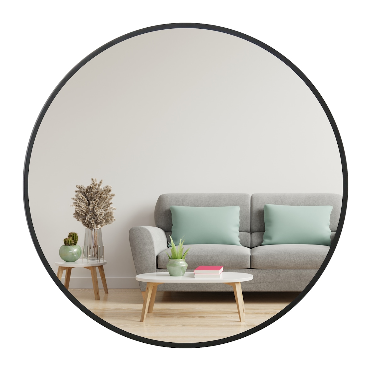 Albatros Spiegel rund schwarz mit Metallrand, 70cm Durchmesser, für Wohnzimmer, Badezimmer, Flur, Schlafzimmer, groß, Wand