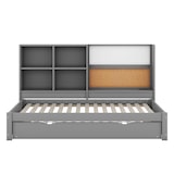 thumbnail of Merax 90*200cm Schlafsofa, Daybett, mit ausziehbarem Bett, usb-Ladeanschluss, Zeichenbrett, mehrere Staufächer, Grau