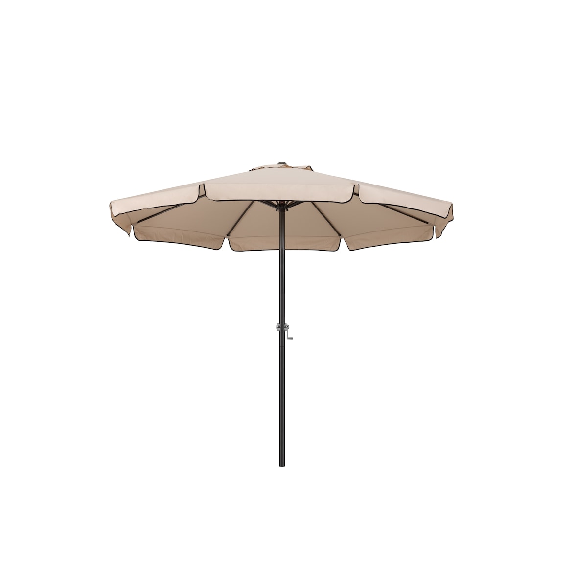 Tarrington House Sombrilla redonda con volante Merida, aluminio, Ø 2.9 x 2.5 m, repelente al agua, beige/gris