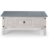 thumbnail of Couchtisch 100 x 60 cm mit Schublade Pinienholz weiß grau lasiert MEXICO