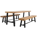 thumbnail of METRO PROFESSIONAL Conjunto de mesa e bancos de exterior Picada 3 peças, 1 mesa 220 x 70 cm, 2 bancos 180 x 31 cm, castanho natural