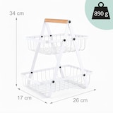 thumbnail of Relaxdays Obst Etagere, 2-stöckig, Metall, Holzgriff, HxBxT: 34 x 26 x 17 cm, Obst & Gemüse, eckige Obstschale, weiß