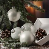 thumbnail of Christbaumkugeln Weihnachtskugeln Glas 8cm glänzend matt weiß 6 Stück