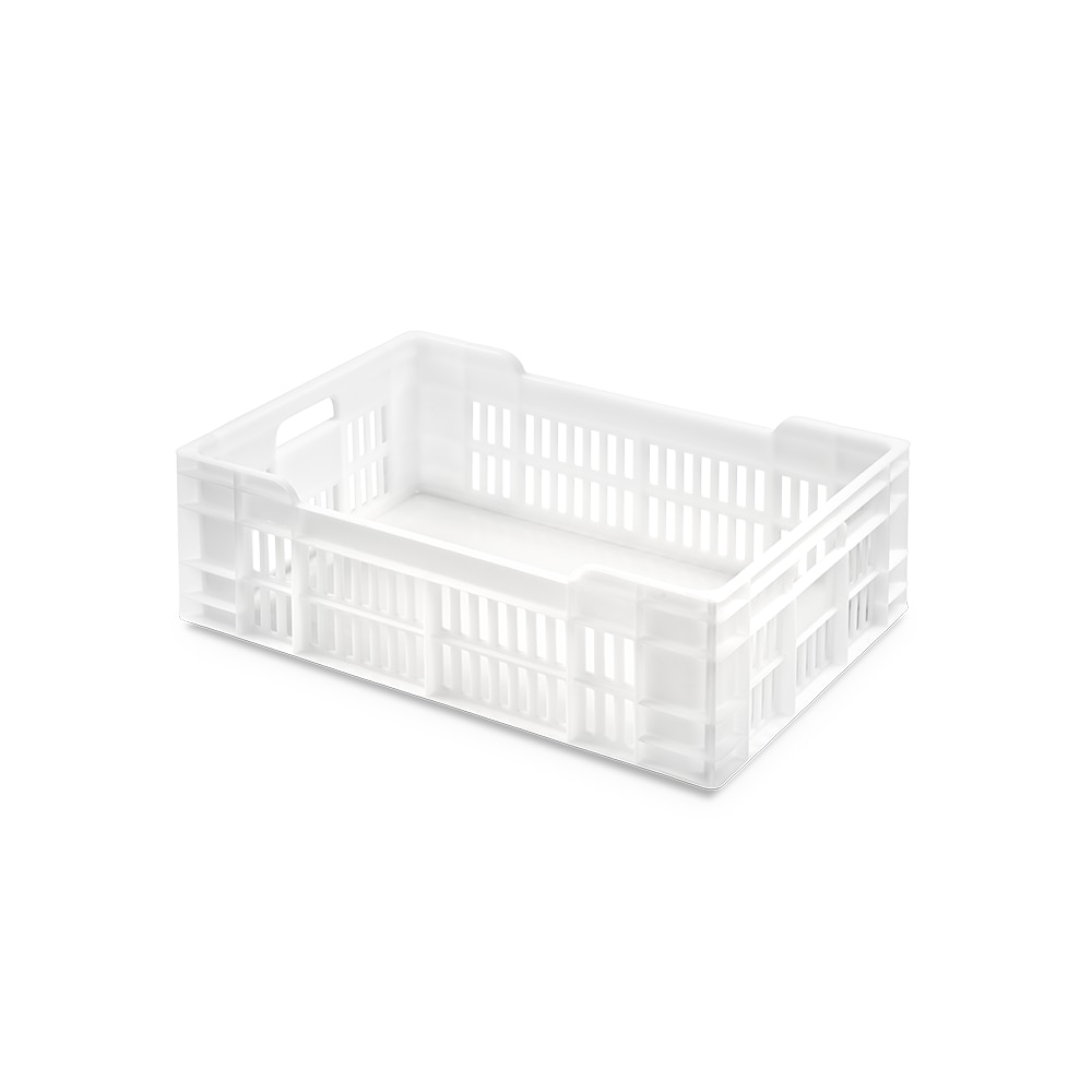 Caja de paredes ranuradas y fondo liso de 600x400x200 mm. Blanco. 40 l. CONGOST