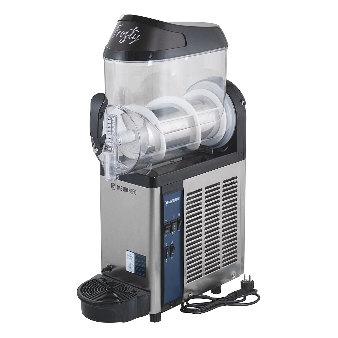 GastroHero Slush Eis Maschine – 1 x 12 Liter Tank, Edelstahl schwarz, kompakt, robust, ideal für Gastronomie, Catering und erfrischende Events