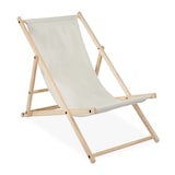 thumbnail of Relaxdays Liegestuhl Holz, Holz Strandliege mit Stoffbezug, klappbar & verstellbar, für Garten, Strand & Balkon, beige
