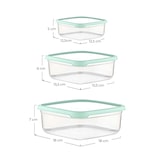 thumbnail of Conjunto de 3 Recipientes Herméticos para Alimentos, de forma Quadrada Verde 7house
