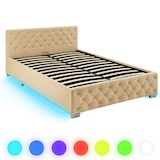 thumbnail of tectake Cama acolchoada com tiras LED e espaço de arrumação 140 x 200 cm bege