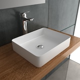 thumbnail of Alpenberger Design Aufsatzwaschbecken mit Nanobeschichtung | Keramik Waschbecken für Bad & Gäste-WC | Waschtisch Weiß mit Hahnloch | Modernes Becken