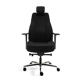 thumbnail of Bürodrehstuhl 24/7 mit Kopf- und Armlehnen, gepolstert, Lordosenstütze, Alu Fußkreuz, schwarz