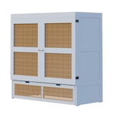 thumbnail of Schrankbett 140x200 cm mit Stauraum – platzsparendes Klappbett im modernen Rattan-Design, grau, ideal für kleine Räume
