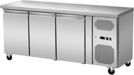 Gastro Edelstahl Kühltisch Kühltheke 3 Türen ohne Aufkantung 417 L -2/+8°C