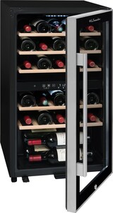 thumbnail of LA SOMMELIERE Cantinetta vino doppiazona per il servizio con porta vetro full glass nera con bordo inox. Larghezza 48cm, altezza 86cm