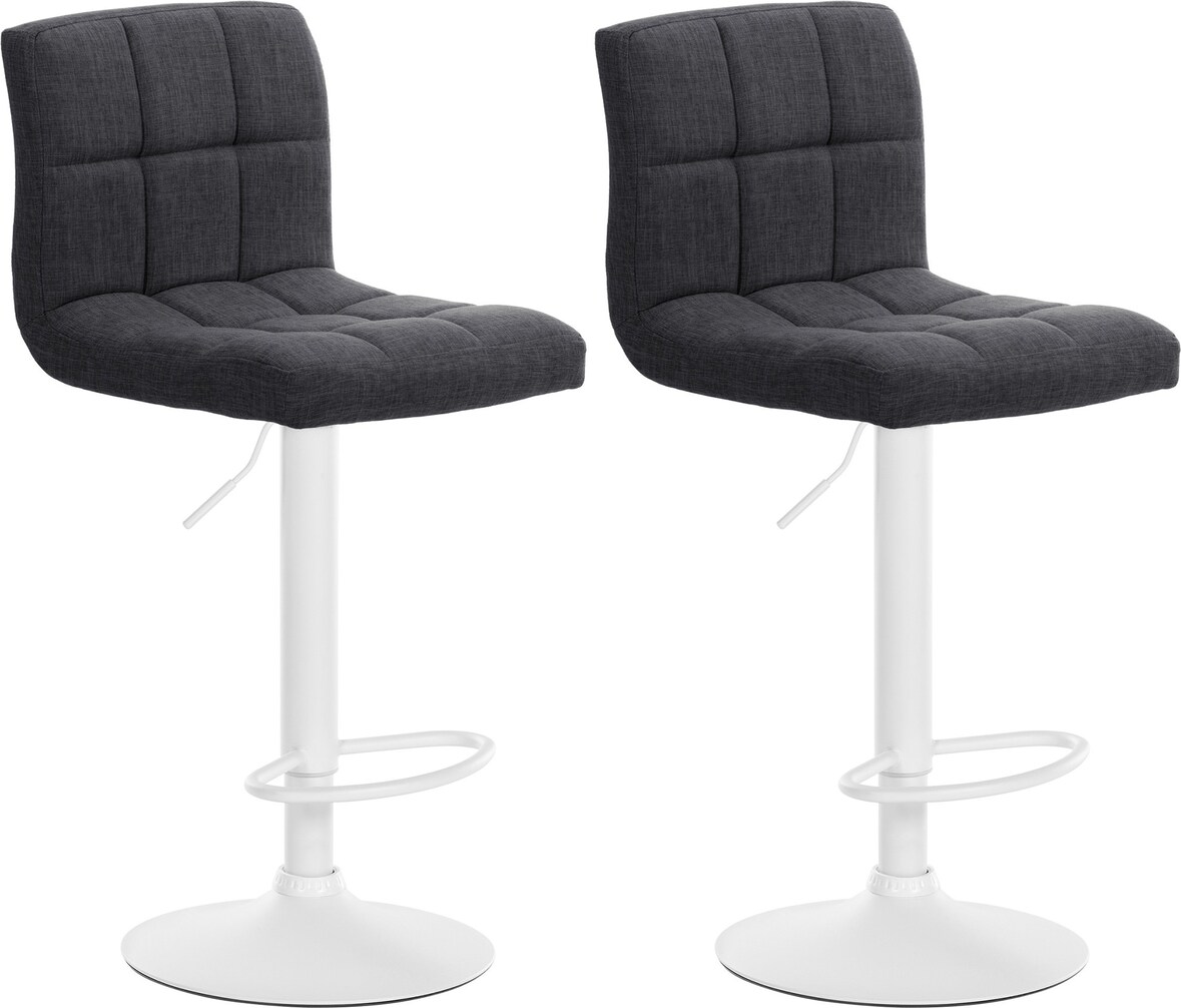 DELUKE® Barhocker 2er Set MADRID - Dunkelgrau, Stoff, Weiß | Barhocker mit Lehne Barstuhl Tresenhocker Tresenstuhl Kneipenhocker Kneipenstuhl