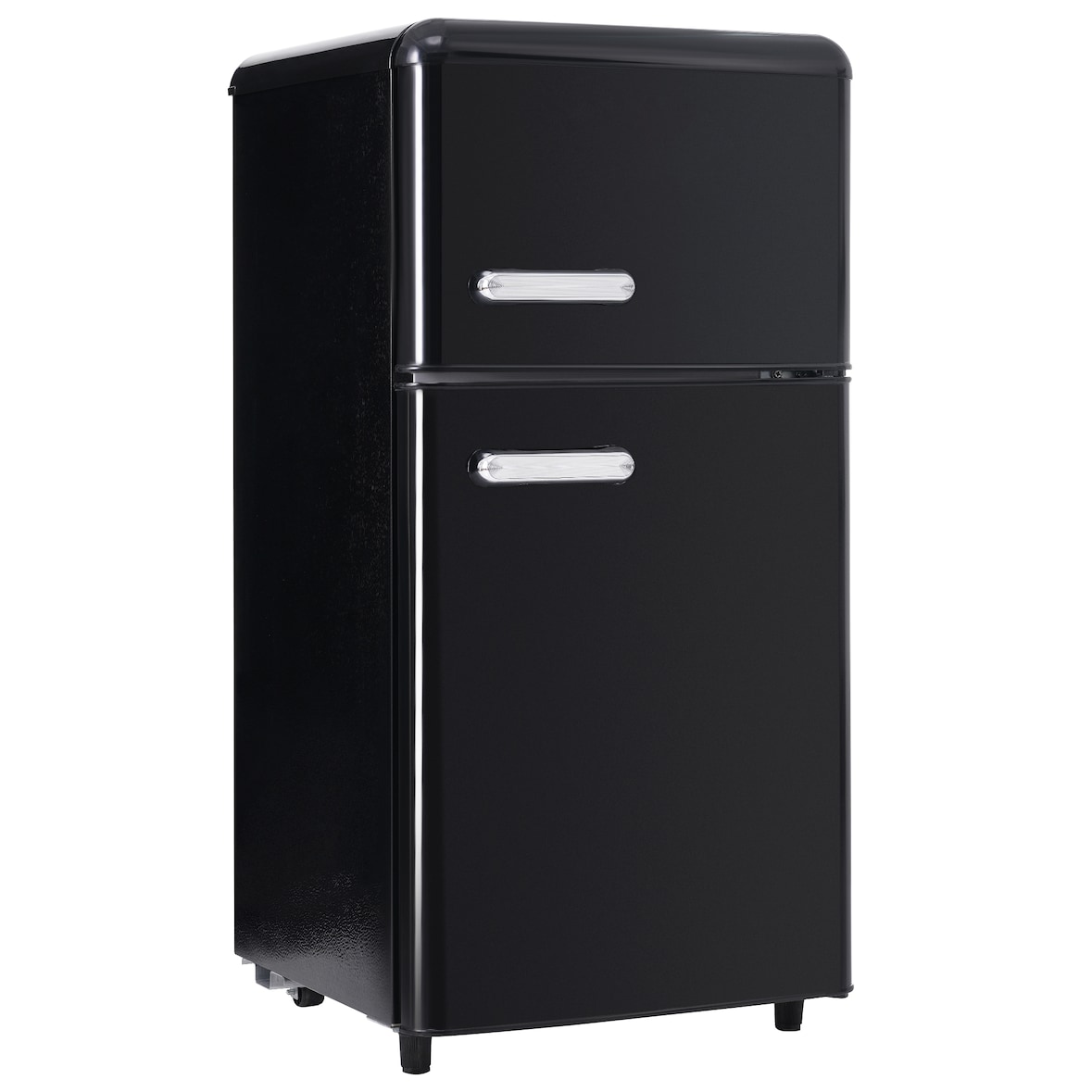 Merax Retro Mini Kühlschrank mit Gefrierfach, 72L, 2 Türen, kompakt für Single, Büro & Hotel Minibar, LED, 120 kWh/Jahr, Schwarz