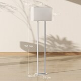 thumbnail of Stehlampe 45x15x150 cm Metall Weiß mit Leinenoptik Schirm Fußschalter 3 Modi stufenlos dimmbar 4000 K modernes minimalistisches Design