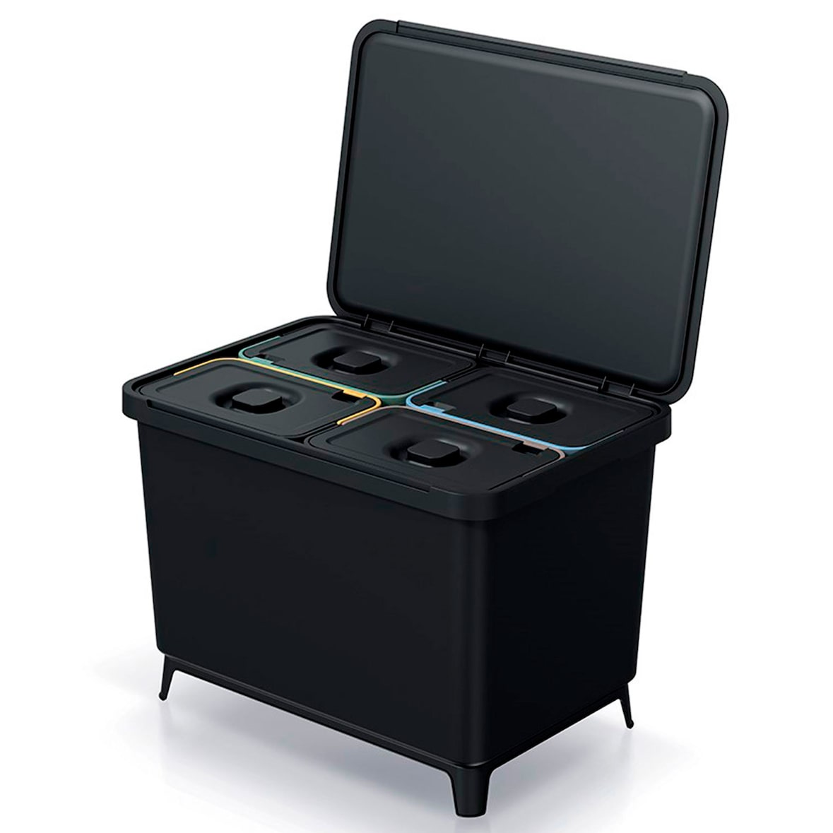 KEDEN - Pattumiera Systema con 4 scomparti da 10 litri ciascuno in nero
