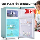 thumbnail of Merax Retro Mini Kühlschrank mit Gefrierfach, 72L, 2 Türen, kompakt für Single, Büro & Hotel Minibar, LED, 120 kWh/Jahr, Cyan