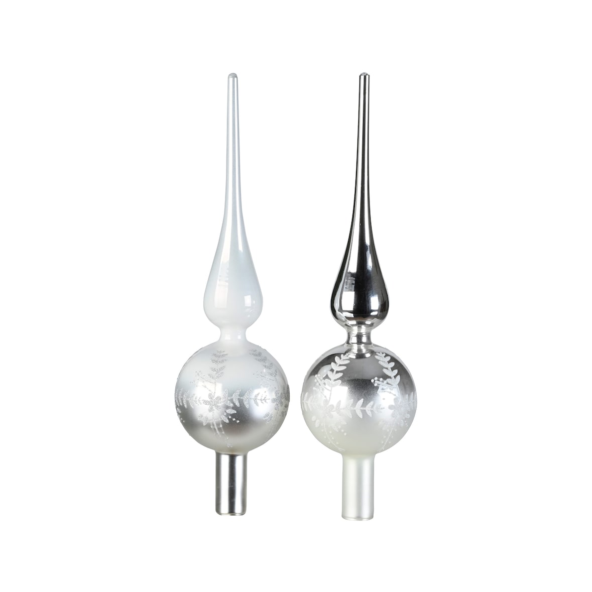 Christbaumspitze Glas Ornamente 31cm 1 Stück sortiert Silber / Weiß