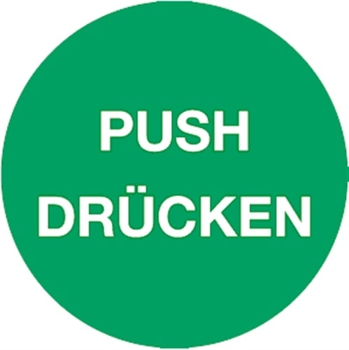 Aufkleber Piktogramm Push/Drücken, Folie, Ø 100 mm