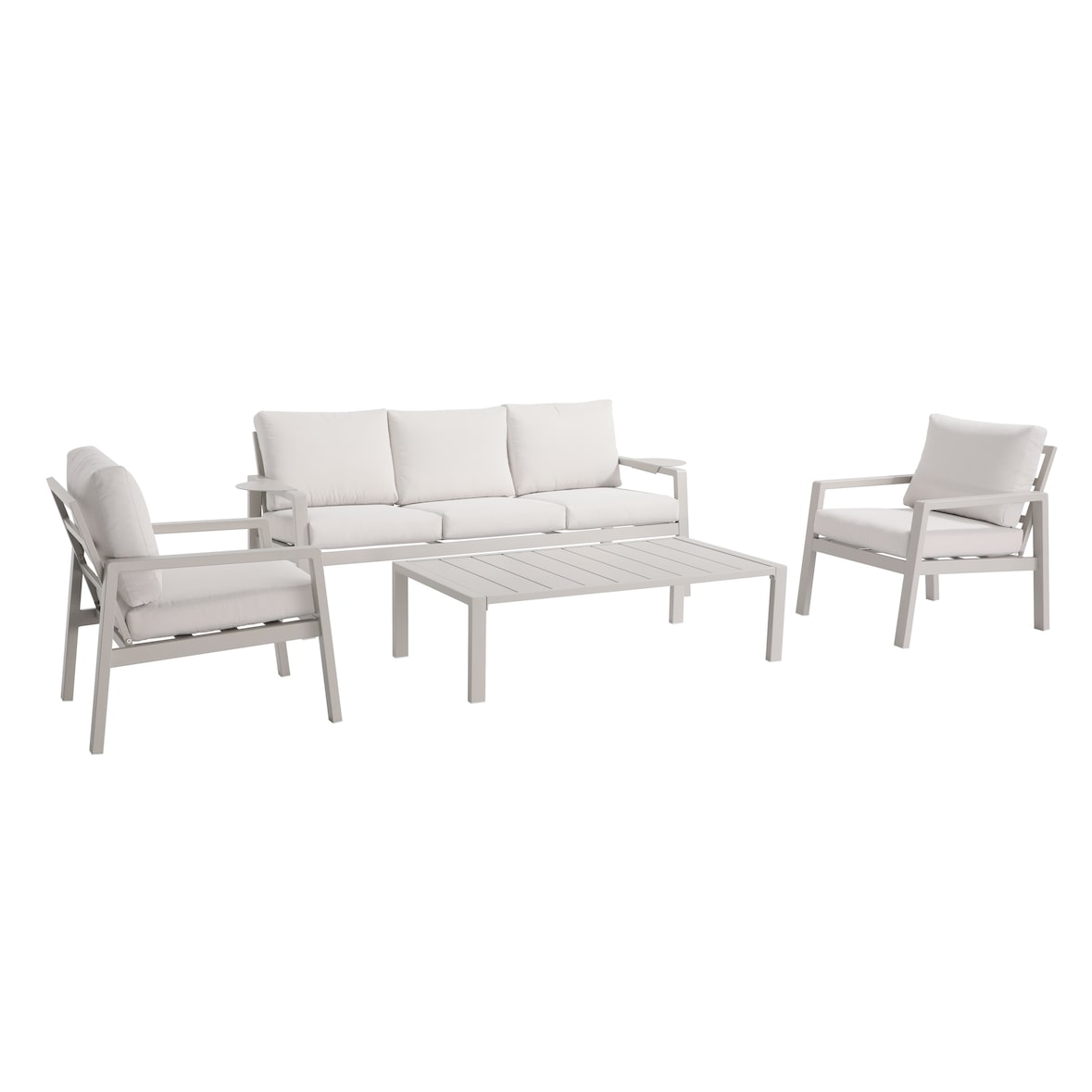 Tarrington House Outdoor Lounge-Set, Picton 4-tlg., Stahl, 2 Einzelsesseln, 1 3-Sitzer Sofa, 1 Couchtisch, beige