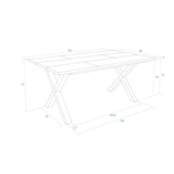 thumbnail of Mesa Sala de Jantar, Mesa Cozinha, 167x90x74cm, Para 8 pessoas, Móveis Sala Jantar, Estilo industrial, Carvalho Forma X _538_6