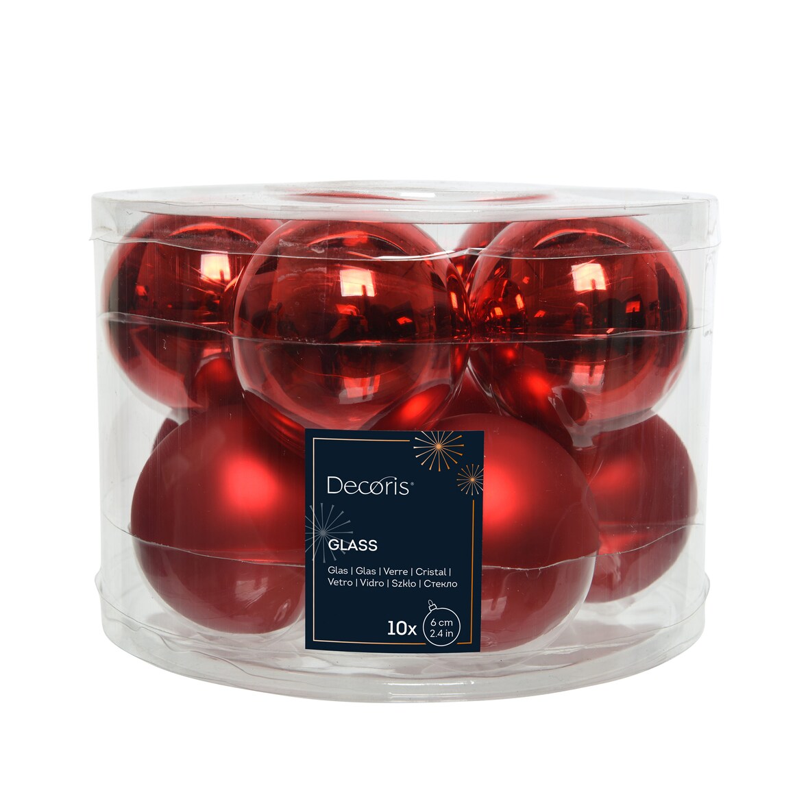 10 Weihnachtskugeln 6cm Glas Christbaumkugeln Weihnachtsbaumkugeln rot