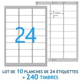 thumbnail of Lot de 1000 Planches A4 de 24 étiquettes  spéciales TIMBRE - 6,35 x 3,39 cm = 24000 étiquettes