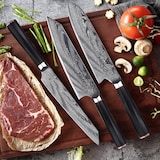 thumbnail of WOLFCUT - Damaskus Messer-Set 7-tlg. 73-lagiger japanischer Damaszenerstahl + Wetzstahl + Messerblock