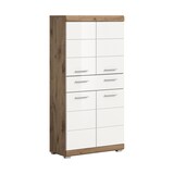 thumbnail of Wave Badschrank 4 Türen, 1 Schublade Weiß hochglanz, Eiche Dekor.