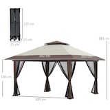 thumbnail of Outsunny Tenda Dobrável Pop-UP 3,92x3,92x2,83 m com Altura Ajustável Proteção UV50+ Rede Mosquiteira e Bolsa de Transporte Bege e Marrom
