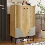 thumbnail of Moderner Holz Schuhschrank 60x32x94 cm mit Türen – Platzsparender Schuh-Organizer in Natur für Flur, Wohnzimmer & kleine Räume