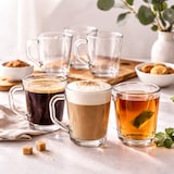 thumbnail of Theeglazen Set 8 Stuks 246 ml – Koffieglazen met Oor – Cappuccino / Latte Glazen – Transparant Glas