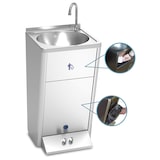 thumbnail of Lave-mains sur pied autonome et portable avec 2 poussoirs. Eau froide et chaude.