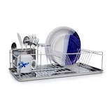 thumbnail of Relaxdays Abtropfgestell Edelstahl-Optik, HxBxT:33x48x12cm, mit Besteckkorb & Auffangwanne, Geschirrständer, silber