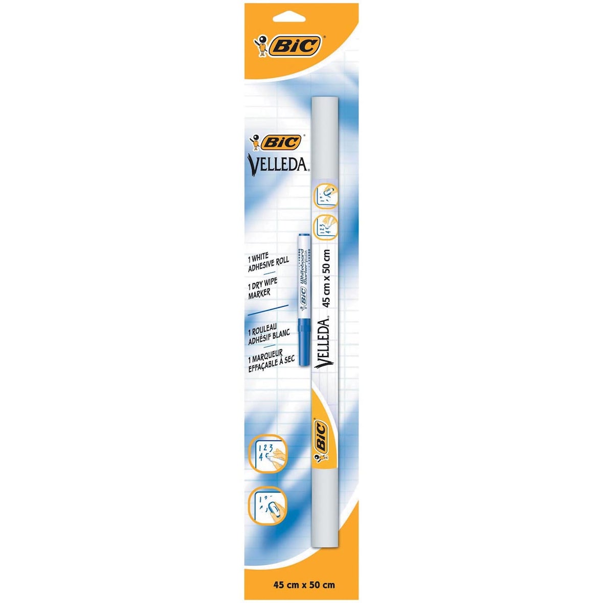 BIC Velleda Rouleau Adhésif Effaçable à Sec 45x50 cm - Blanc, x1