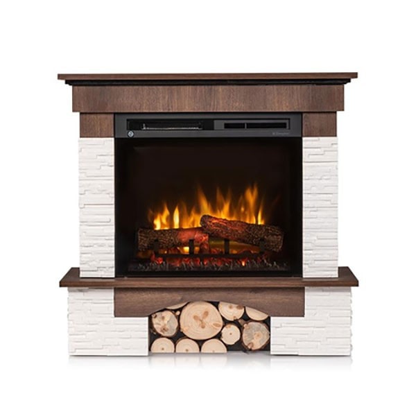 PORTO - Chimenea eléctrica de suolo LED autoportante - Roble - 23' - 91 x 89 x 31