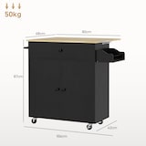 thumbnail of HOMCOM isla de cocina con ruedas ala abatible 2 puertas cajón especiero toallero y estante ajustable 106x42x87 cm negro y roble