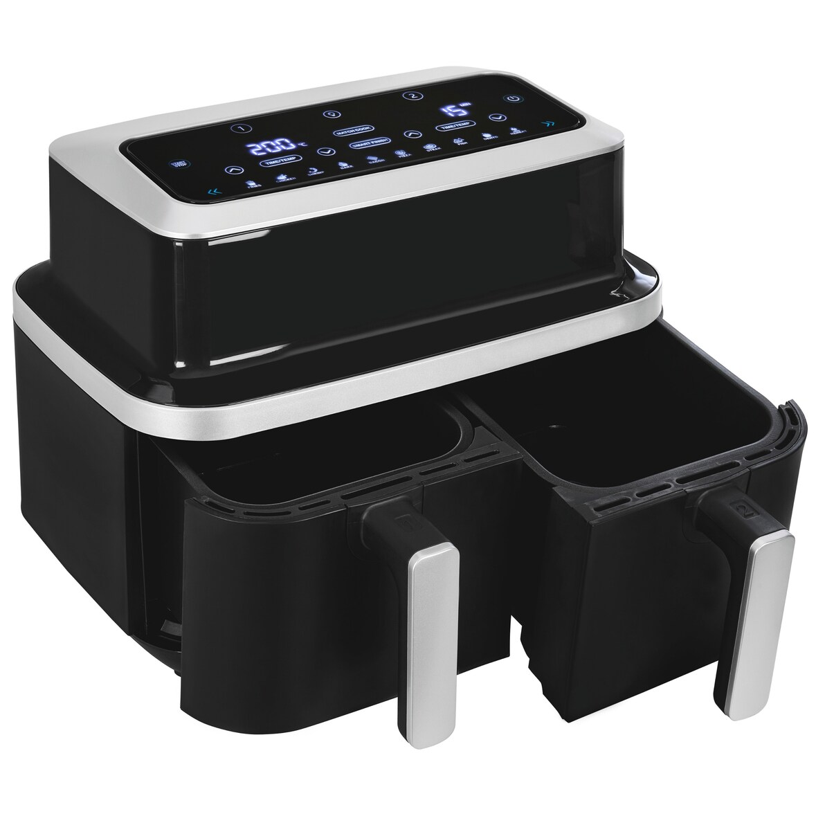 Gutfels AIRFRY5010 Heißluftfritteuse Schwarz-Silber | 2600 W | 8,5 L / 2x 4,2 L Fassungsvermögen | Match Cook | Smart Finish