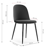 thumbnail of Lot de 4 chaises Kana noir, pieds en métal et assise rembourrée