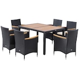 thumbnail of Outsunny Set Tavolo e Sedie da Giardino 7 Pezzi in Rattan Nero e Legno
