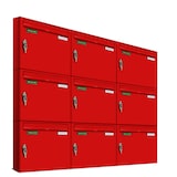 thumbnail of AL Briefkastensysteme 9 x Basic Wand Briefkasten in RAL Farbe 3000 Feuer Rot für Post A4, wetterfest, Artikelnummer: 431P9EA3P3000
