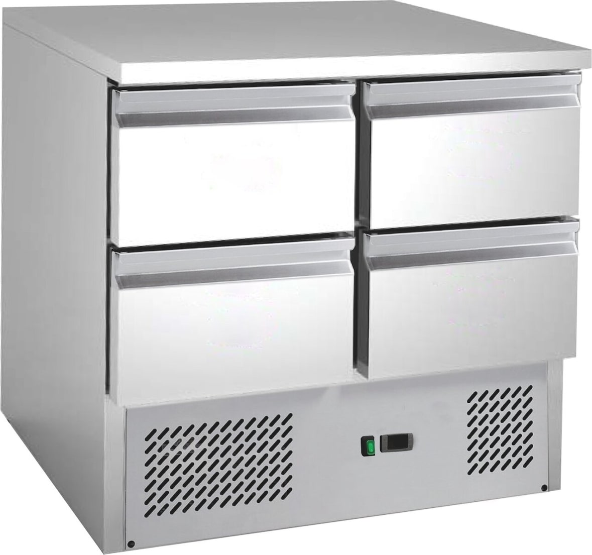 GastroHero Kühltisch Mini Edelstahl GN 1/1 4 Schubladen statische Kühlung +2 °C bis +8 °C 230 V Profi Gastronomie ECO 0/4 900x700x877 mm