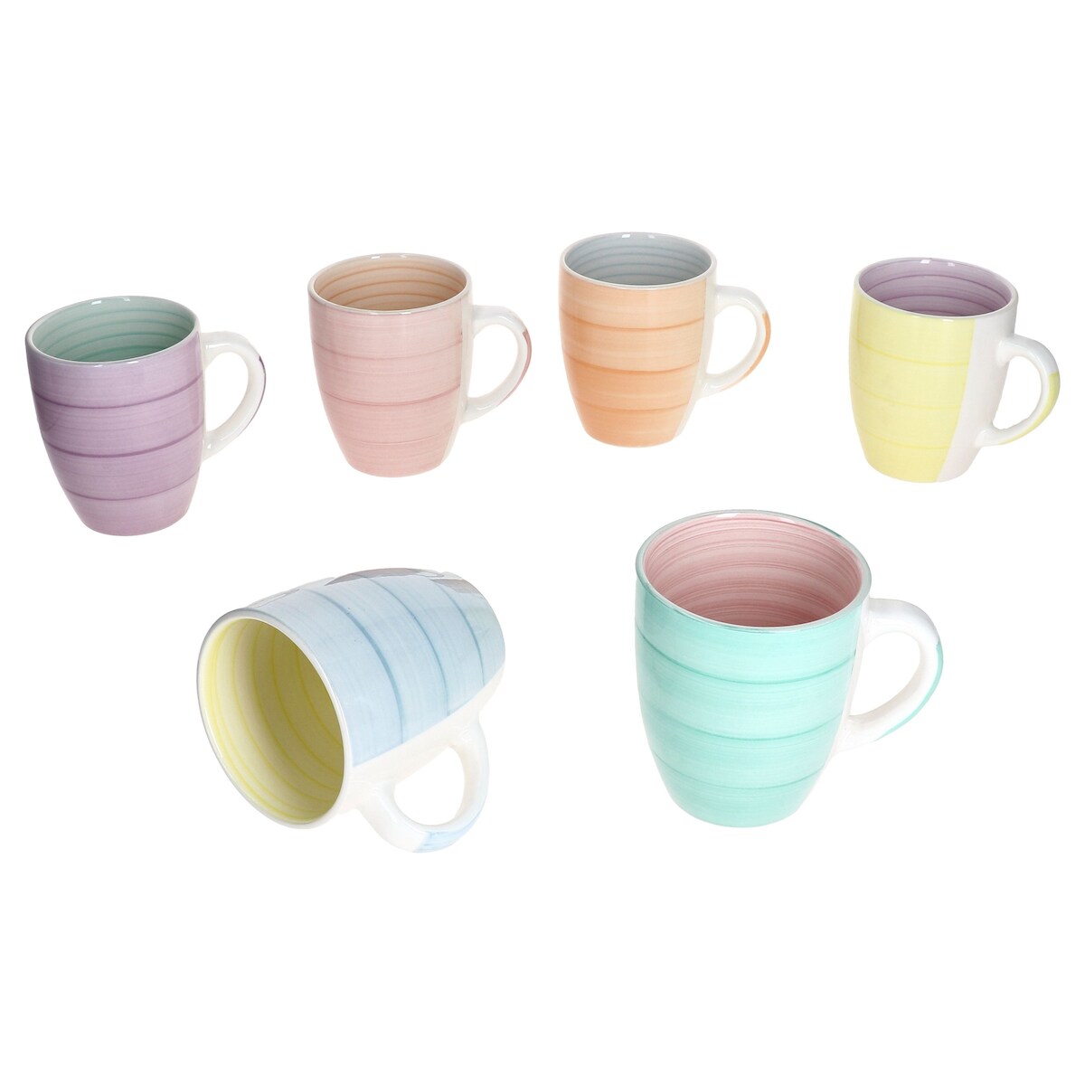 Pastello Becher 6er Set Steingut Pastellfarben Strudeloptik 400 ml