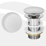 thumbnail of ML-Design Universal Ablaufgarnitur mit Überlauf, verchromtes Messing Pop-Up Click-Clack Ventil, Abflussgarnitur für Waschbecken, werkzeugloser Einbau