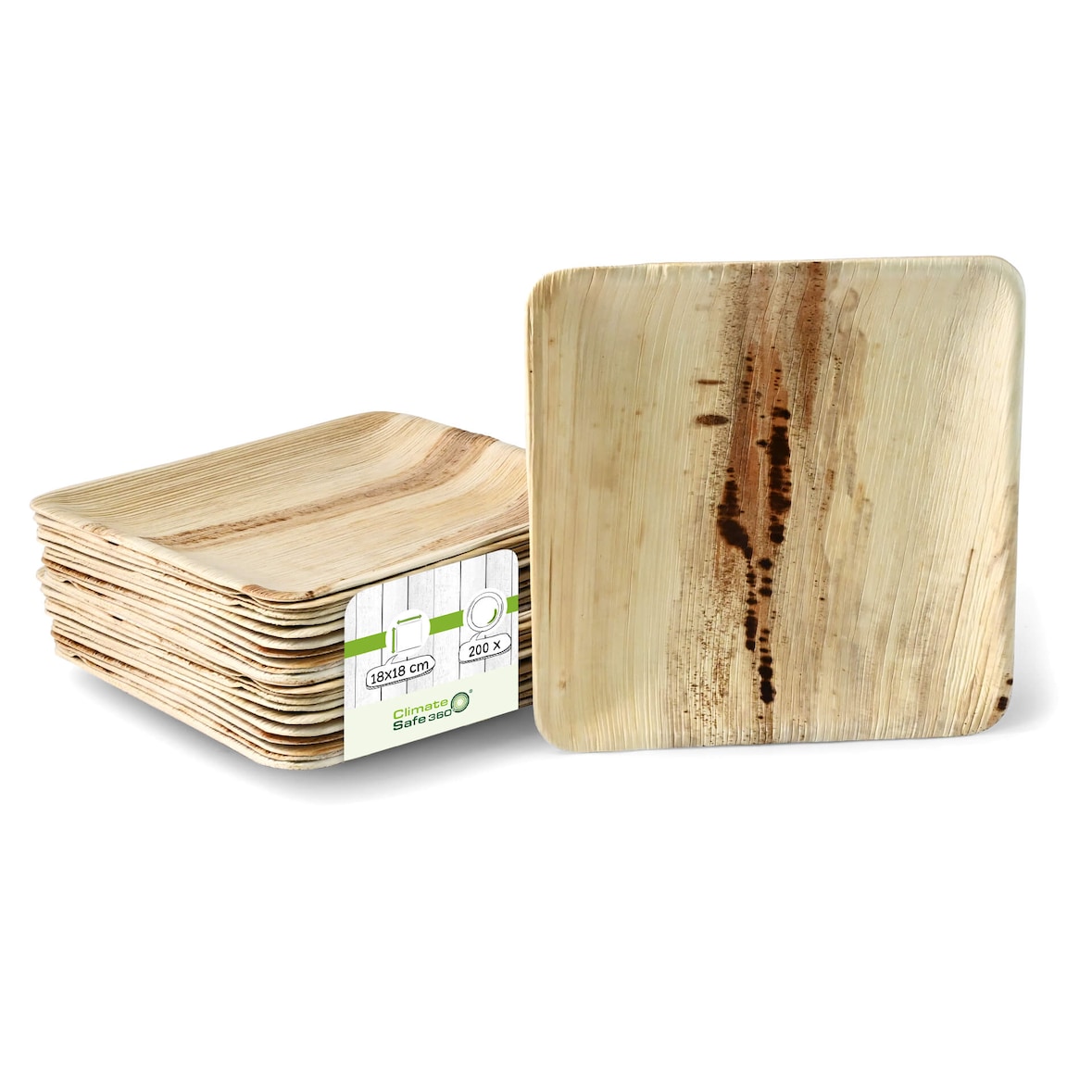 greenbox - Prato Palmware®, enobrecido, 18 x 18 cm, quadrado, 200 Un..